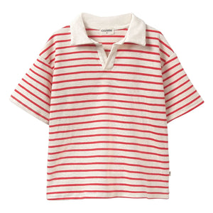 Cozmo - Polo de algodón orgánico a rayas de Drake | Rojo