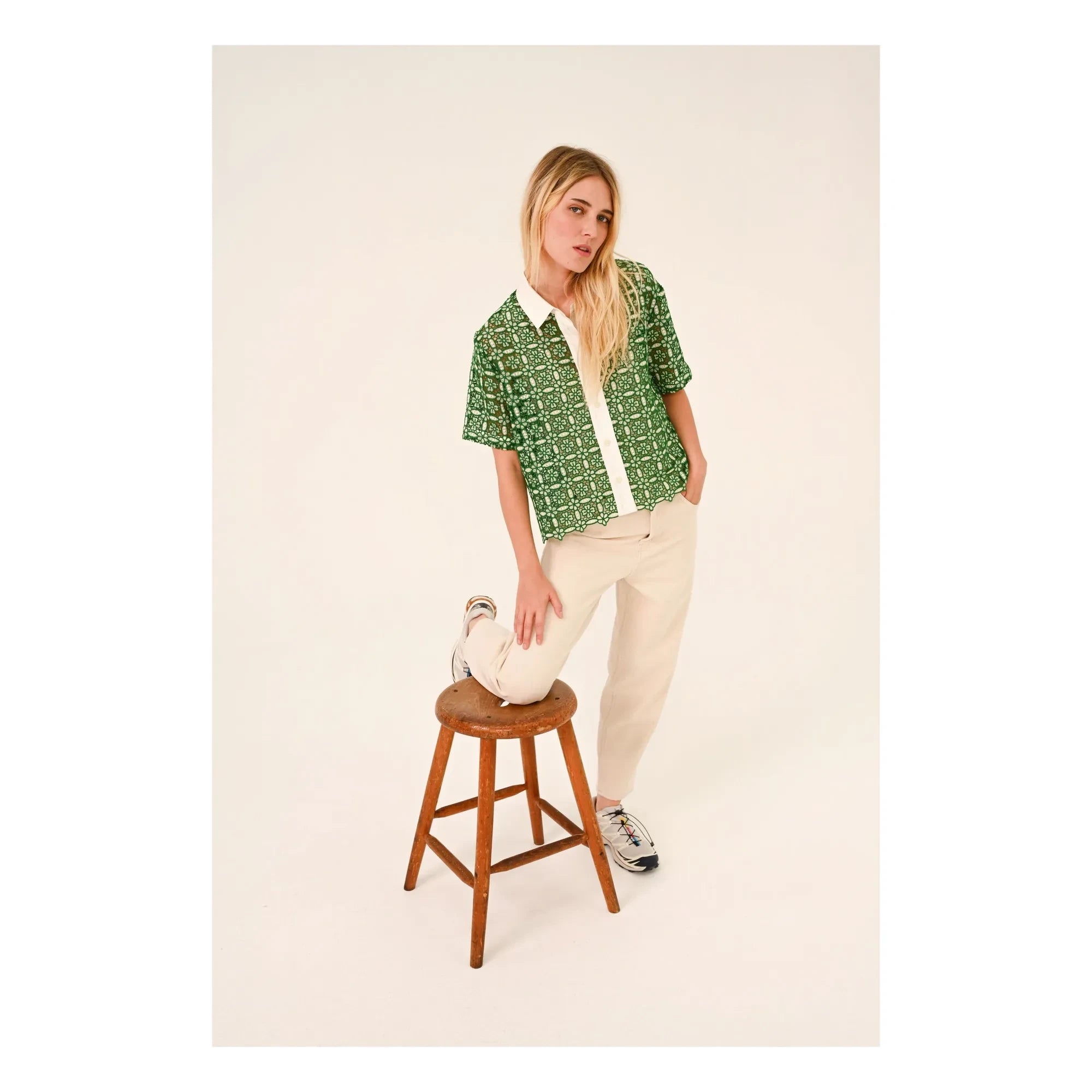 Sacrécoeur - Camisa de guipur Flavia Goya | Verde