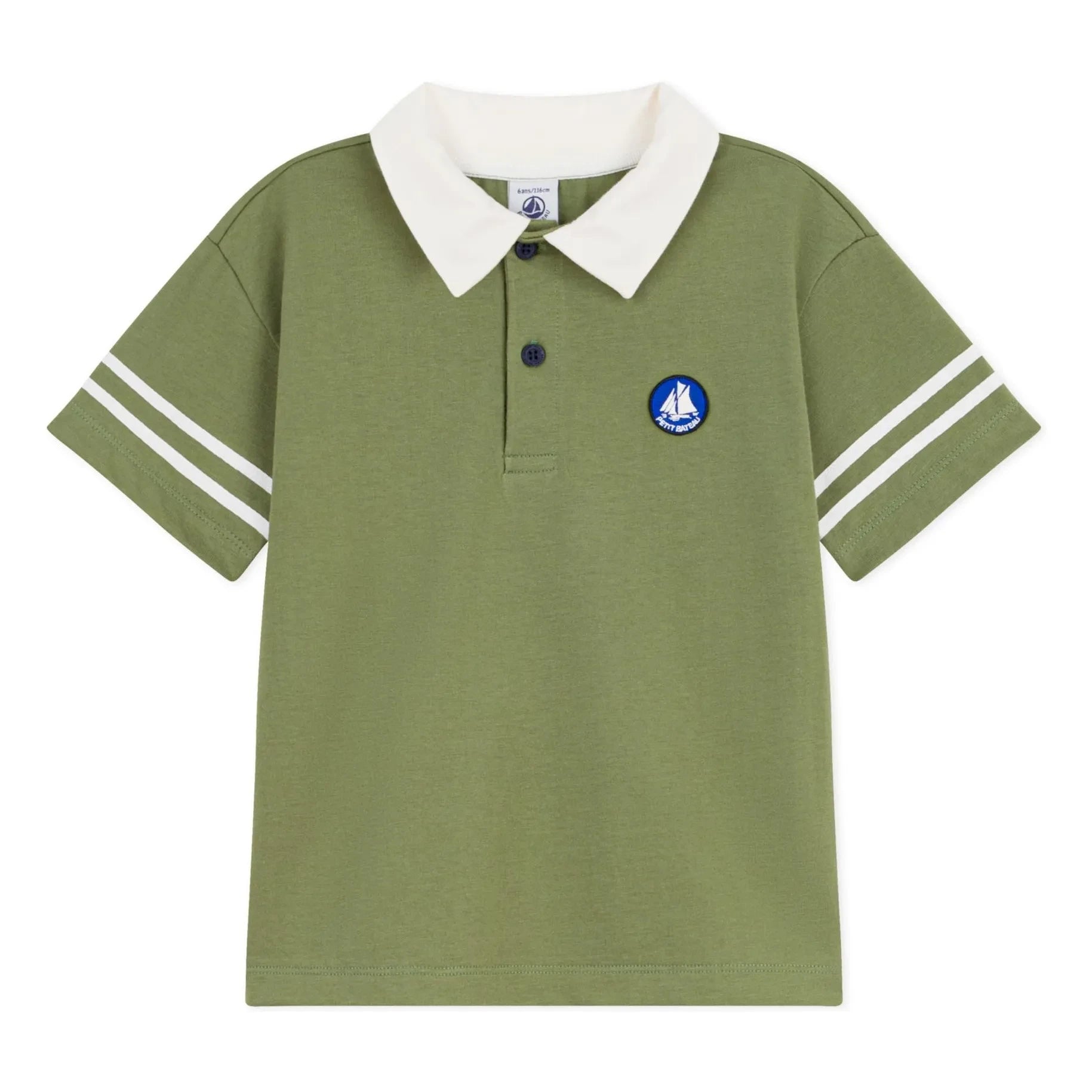 Petit Bateau - Polo liso de cuello clásico | Caqui