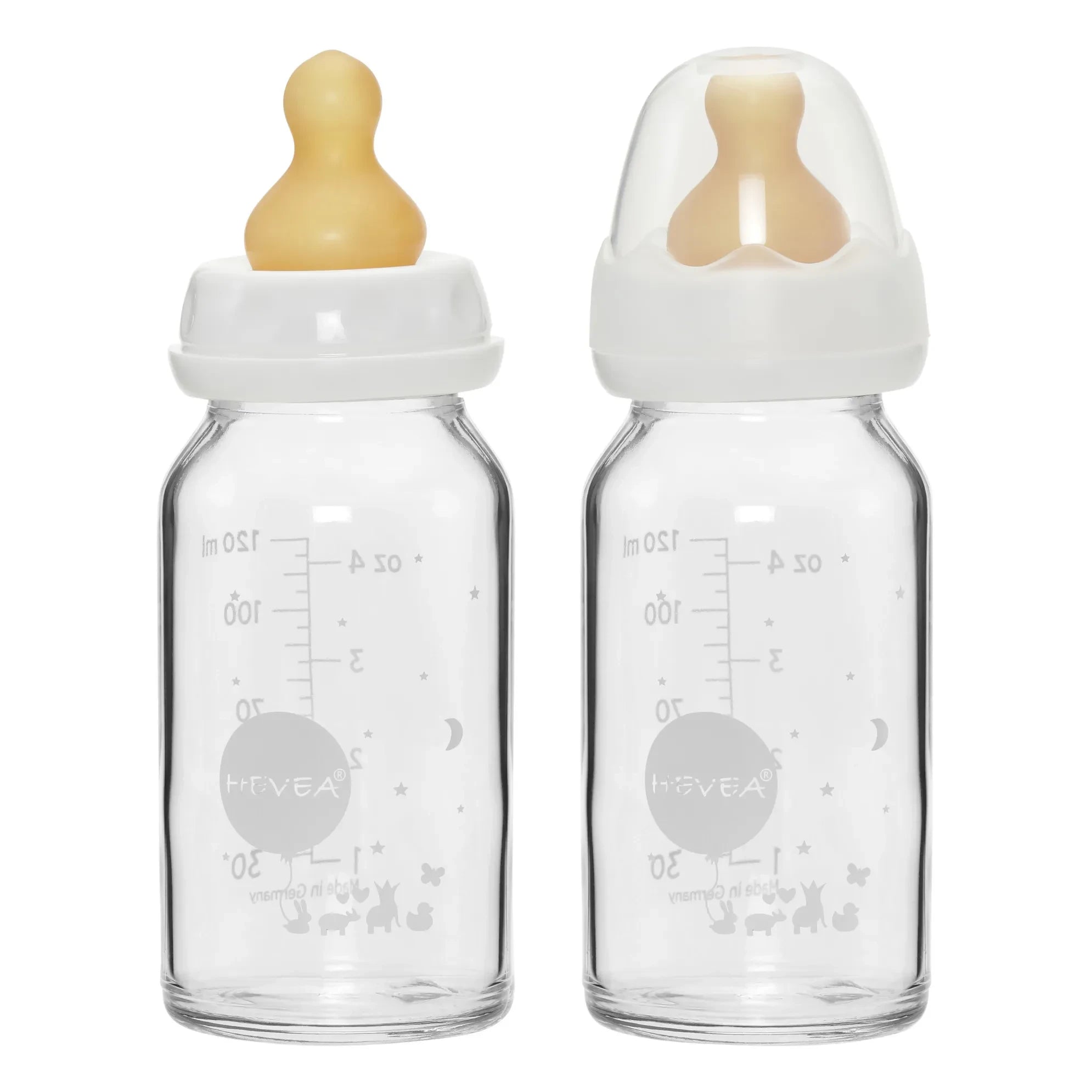 Hevea - Biberón de vidrio para bebé de 240 ml - Set de 2 unidades