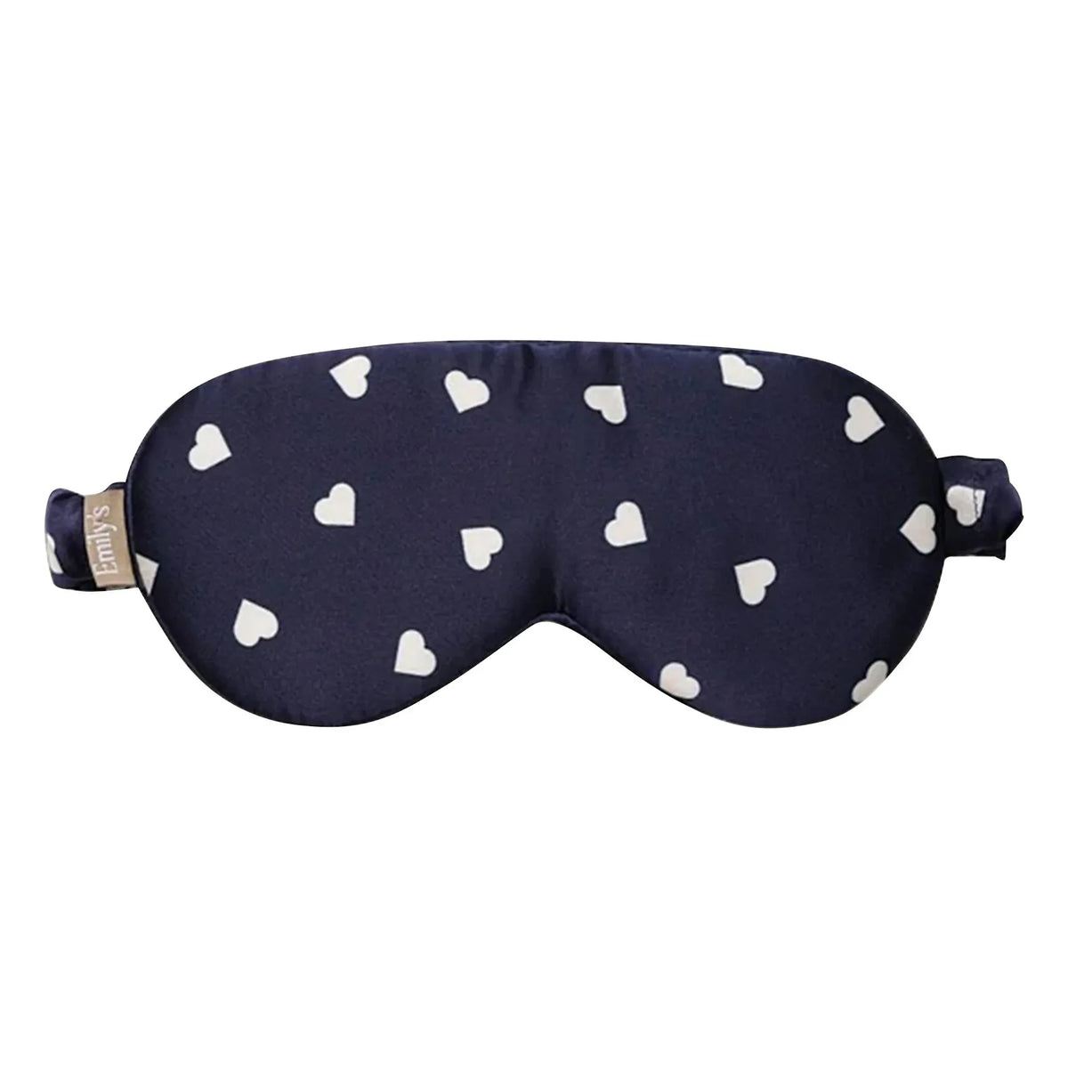 Emily's Pillow - Antifaz de seda de morera estampado con corazón | Azul noche