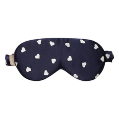Emily's Pillow - Antifaz de seda de morera estampado con corazón | Azul noche