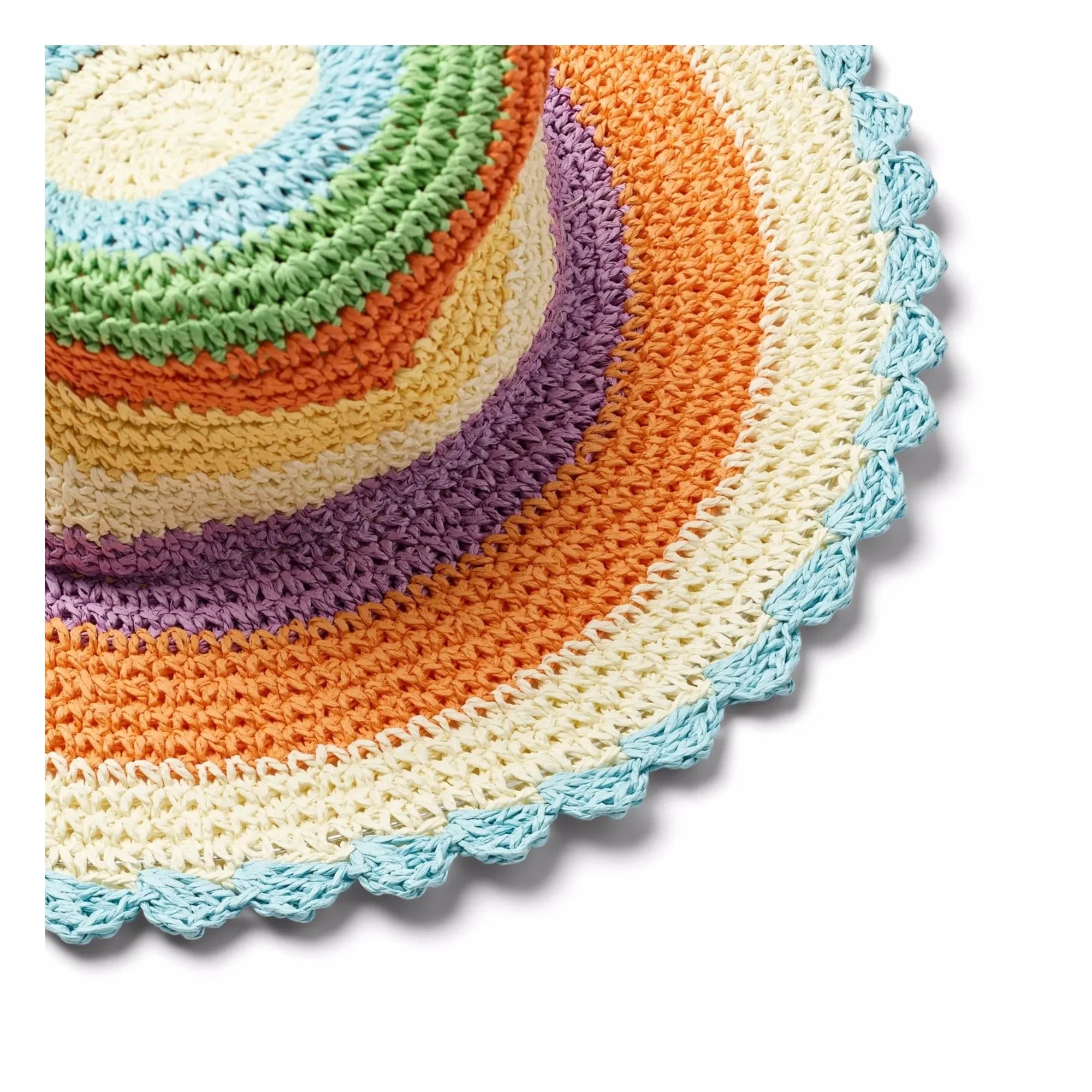 Molo - Sombrero de paja de papel a rayas con ondas grandes | Naranja