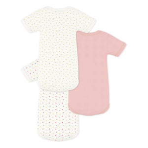 Petit Bateau - Conjunto de 3 bodys de algodón orgánico Mini Heart | Blanco