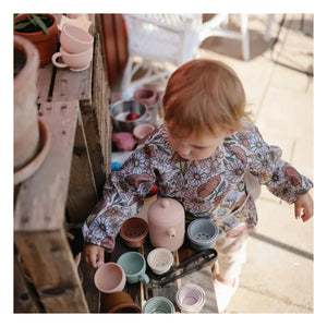 Mushie - Juego de té de silicona | Rosa empolvado