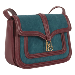 Maria de la Orden - Bolso de terciopelo y piel Noah | Azul Petróleo