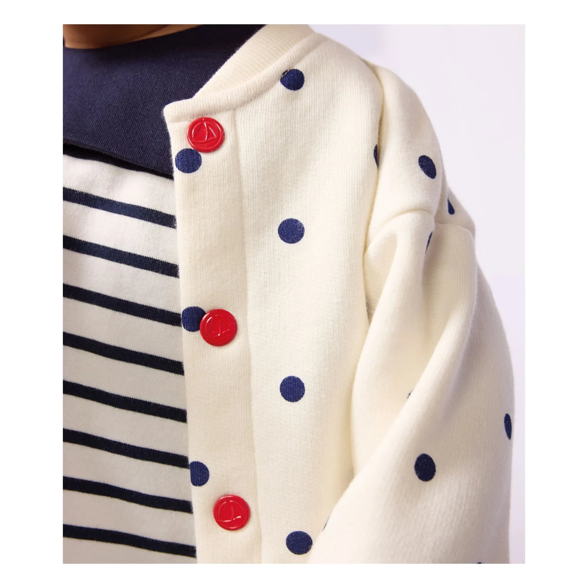 Petit Bateau - Chaqueta de punto de algodón con lunares | Crudo