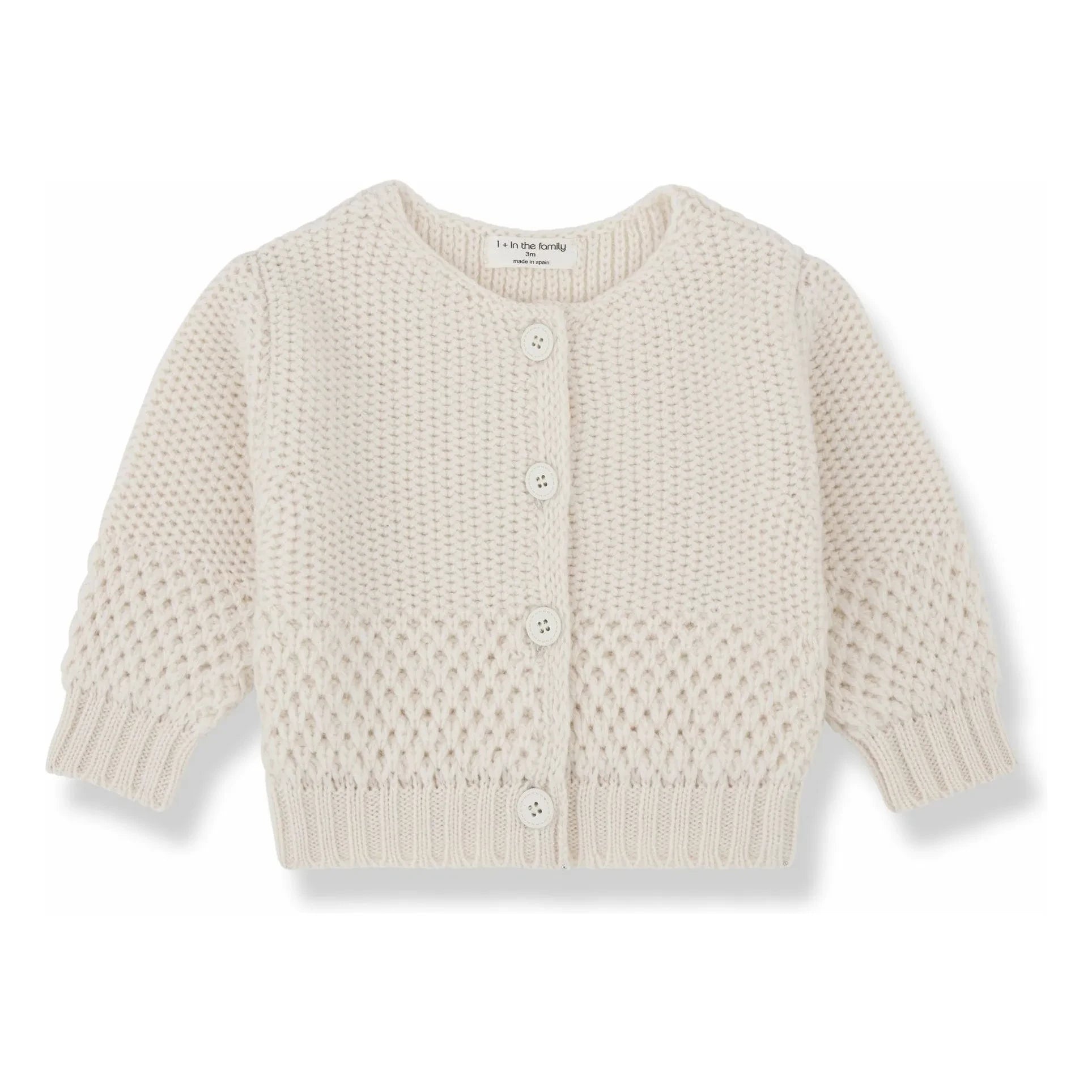 1+ in the family - Cárdigan de Lana Merino Malene Mini | Crudo