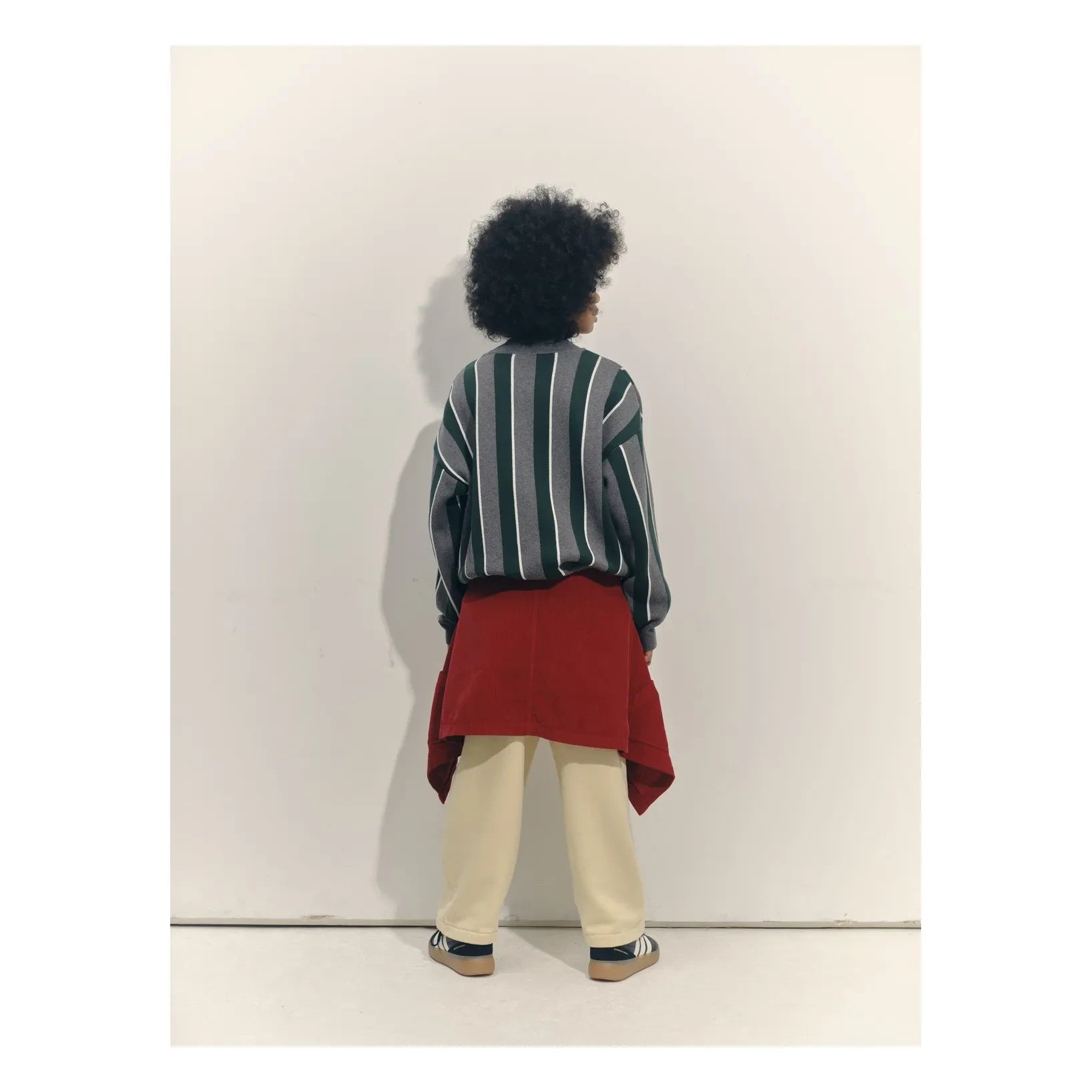 Main Story - Organik Pamuklu Çizgili Logo Sweatshirt | Gri
