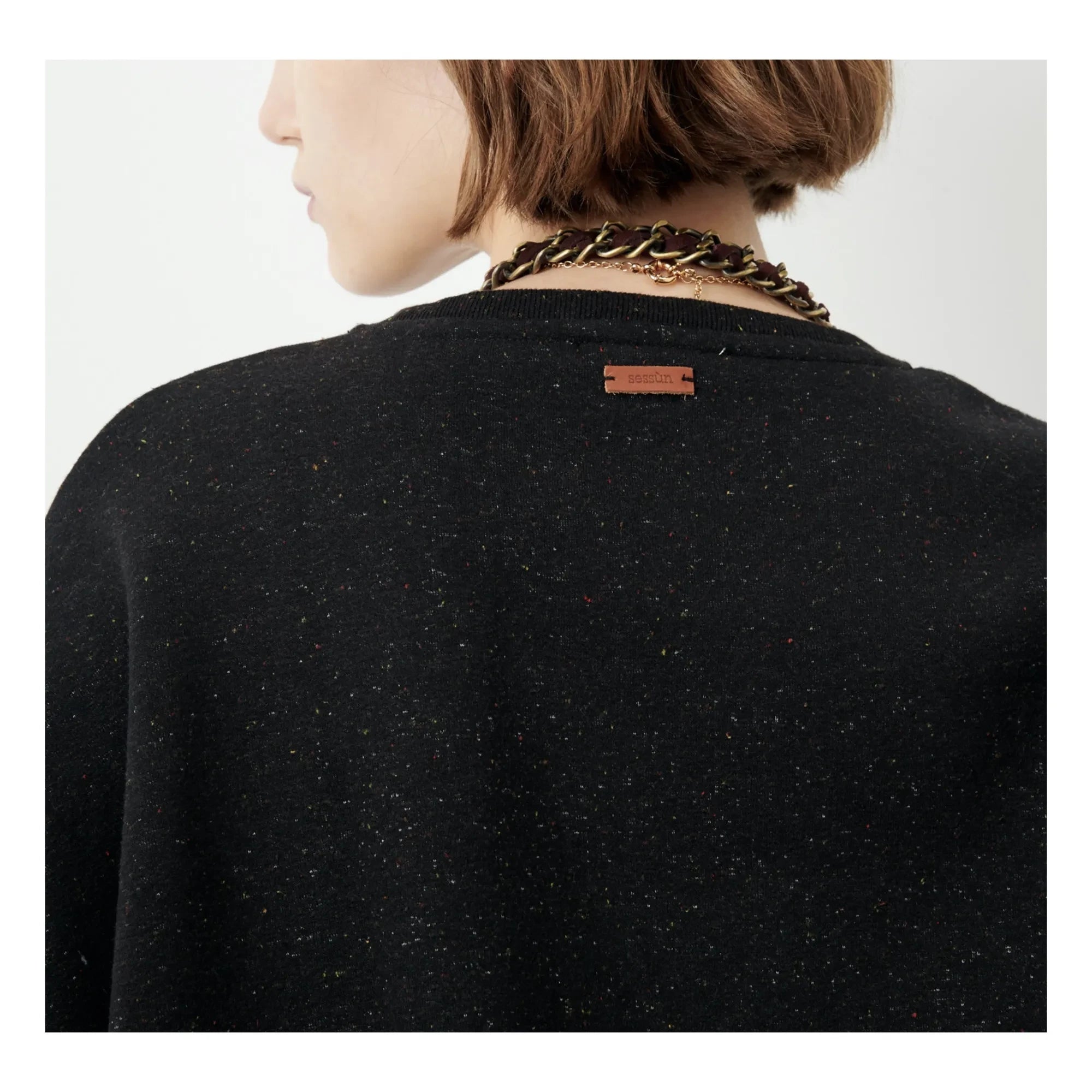 Sessùn - Sudadera de algodón con topos Chebbi | Negro