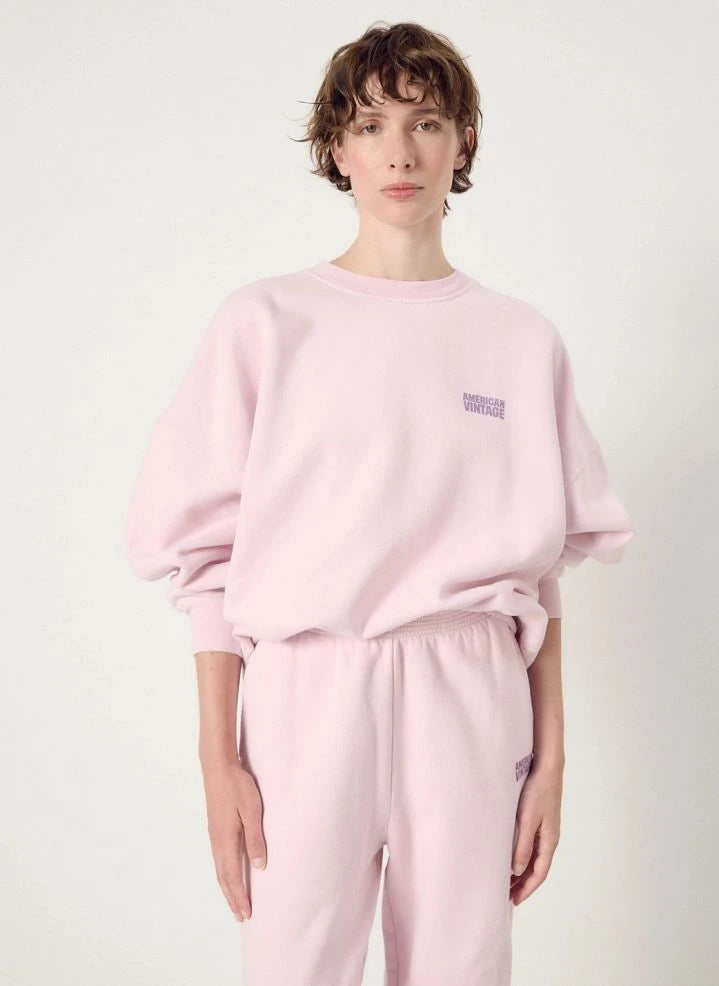 American Vintage - Plizzy Pamuklu Sweatshirt | Açık Pembe