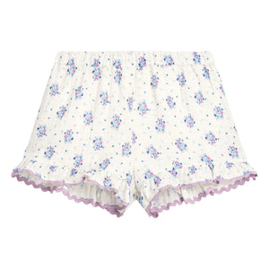 Louise Misha - Short con volantes y estampado floral Vallaloid | Crudo