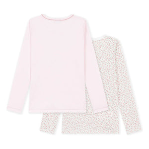 Petit Bateau - 2'li Çiçek Desenli Organik Pamuk Tişört Seti | Pembe