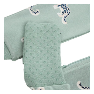 Petit Lem - Pijama convertible de algodón orgánico con estampado de leopardo | Verde almendra