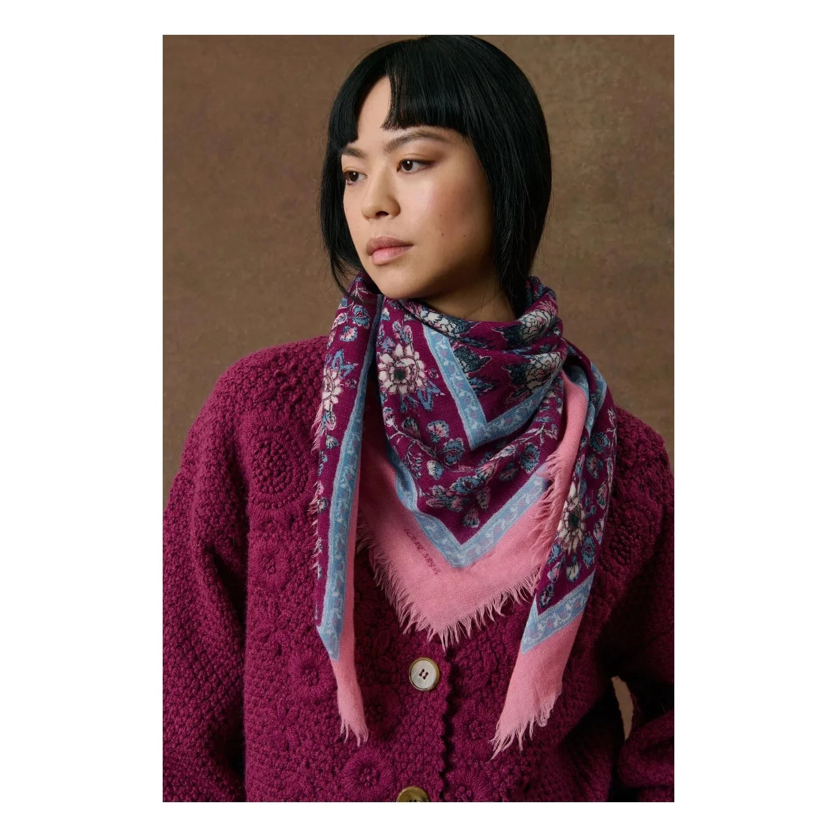 Louise Misha - Mekness Yün Şal | Bordo