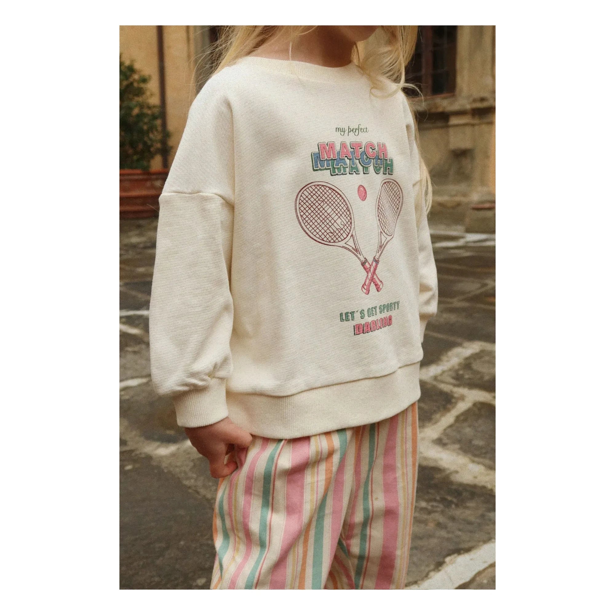 Konges Sløjd - Pantalón de rayas Frankie de algodón orgánico | Rosa