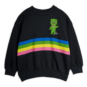 Mini Rodini - Sudadera de algodón orgánico con rayas de alien | Negro