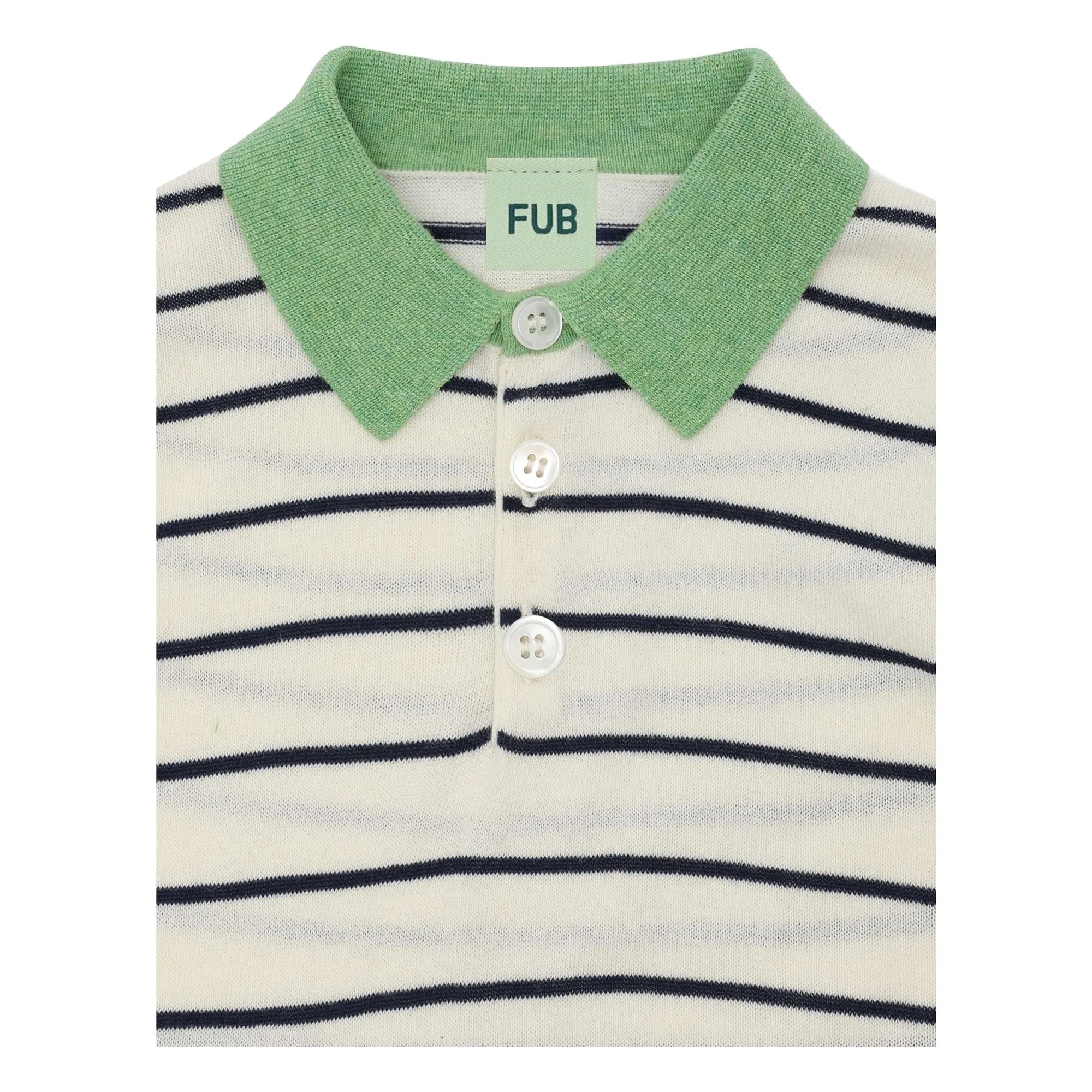 FUB - Camiseta polo de rayas de algodón orgánico de punto extrafino | Crudo