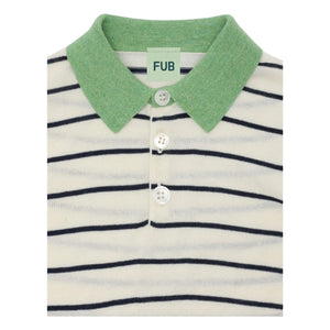 FUB - Camiseta polo de rayas de algodón orgánico de punto extrafino | Crudo