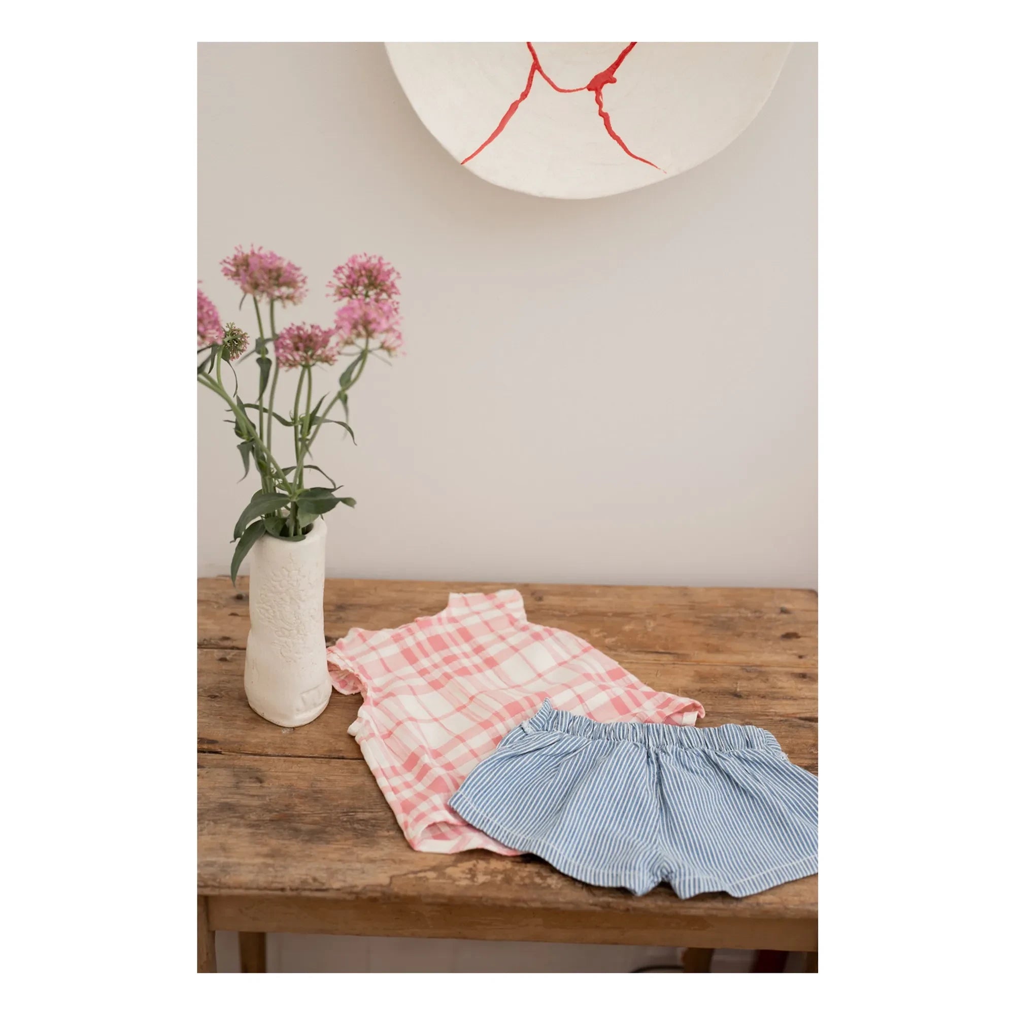 1+ in the family - Blusa escocesa de lino Ferrosa | Rosa palo