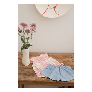 1+ in the family - Blusa escocesa de lino Ferrosa | Rosa palo