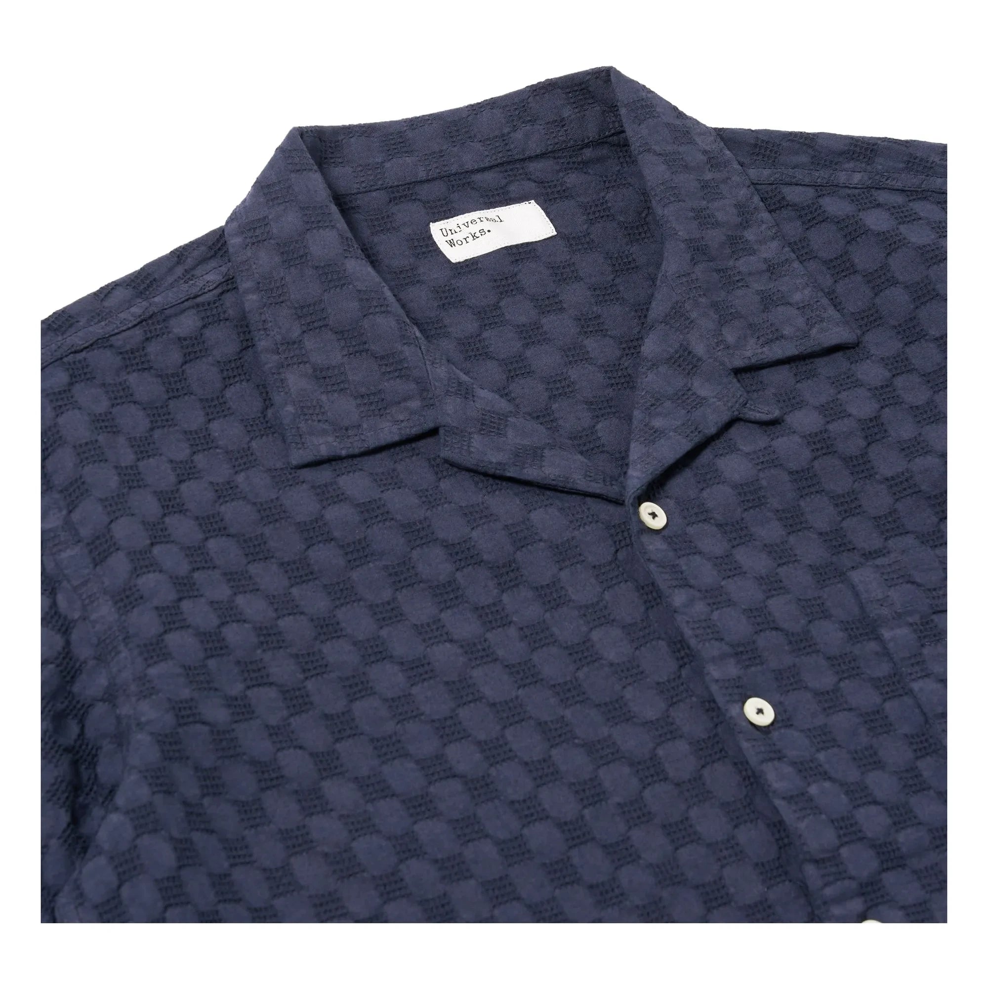Universal Works - Camisa Road Dot Waffle | Azul marino