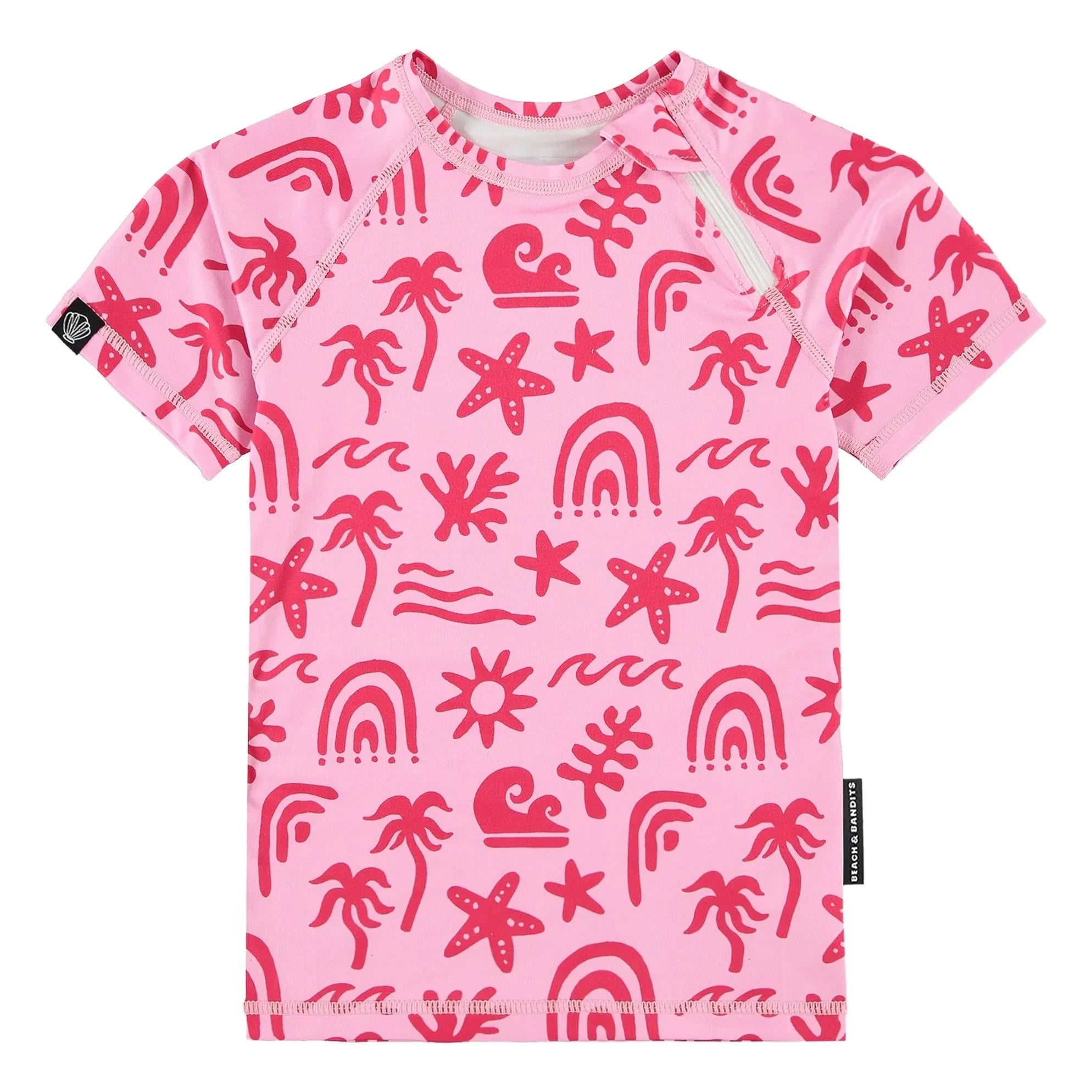 Beach & Bandits - Camiseta de protección UV Tropical Breeze con fibras recicladas | Rosa