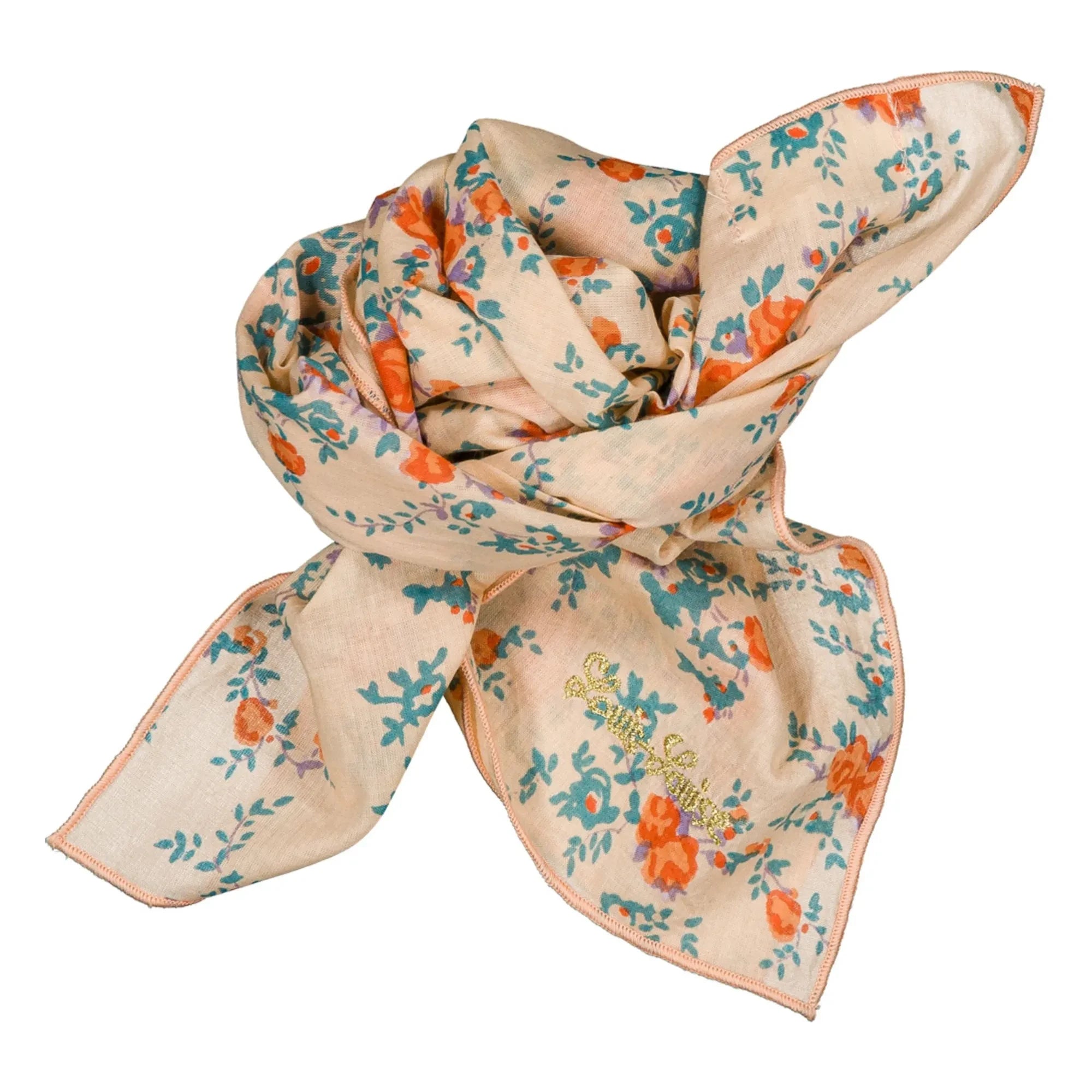 Louis Louise - Pañuelo estampado beige y rosa