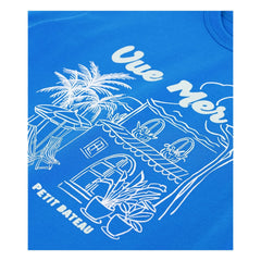 Petit Bateau - Camiseta ancha de algodón orgánico estampado mar | Azul celeste
