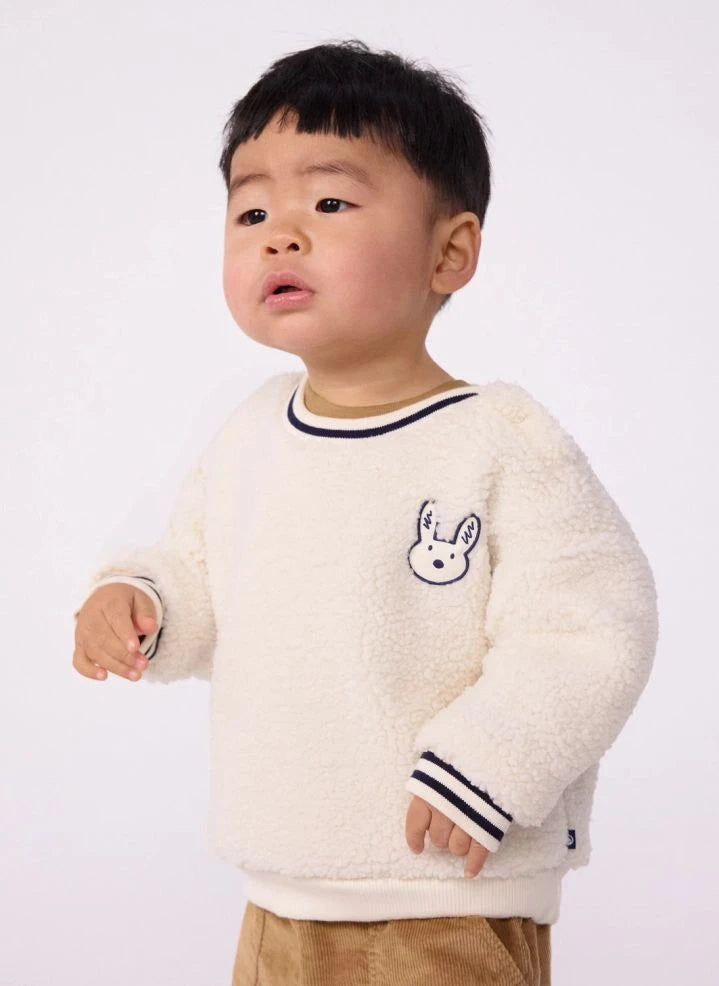 Petit Bateau - Tavşan Sherpa Kazak | Ecru