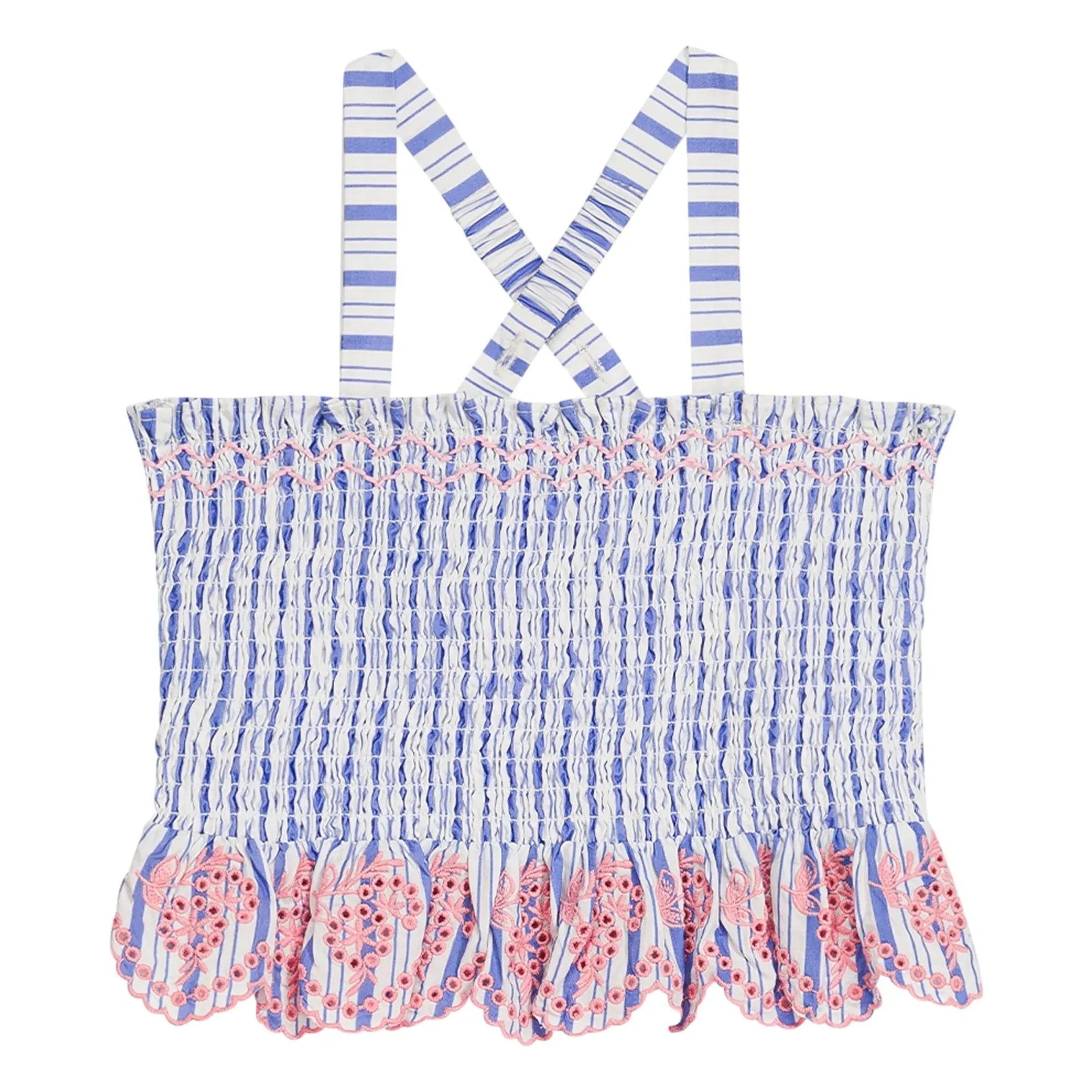 Louise Misha - Top fruncido de popelín de algodón orgánico Florentina | Crema