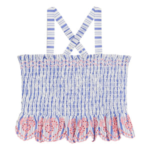 Louise Misha - Top fruncido de popelín de algodón orgánico Florentina | Crema