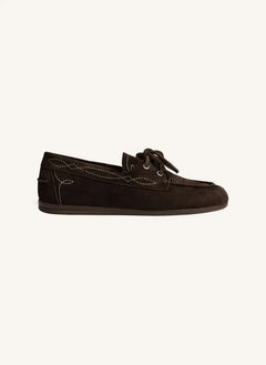 Posa - Zapatillas de Barco de Ante | Marrón Oscuro