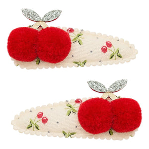 Mimi & Lula - Set de 2 horquillas de cereza con pompón | Rojo