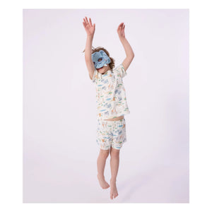 Petit Bateau - Conjunto de pijama corto y antifaz Savane de algodón orgánico | Blanco