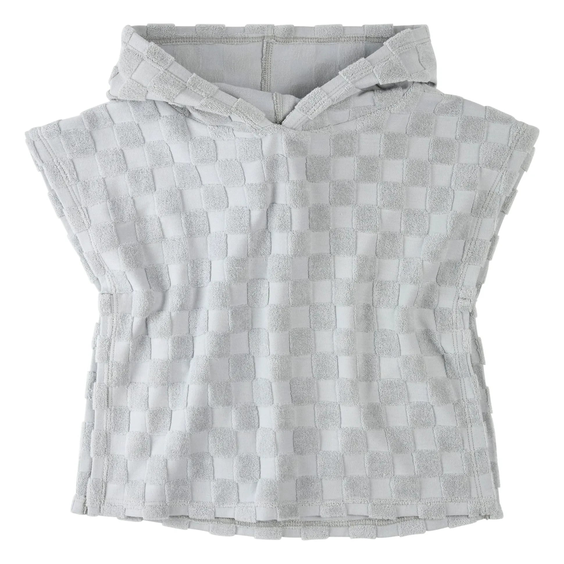 Petit Lem - Poncho de playa Damier de algodón orgánico | Azul