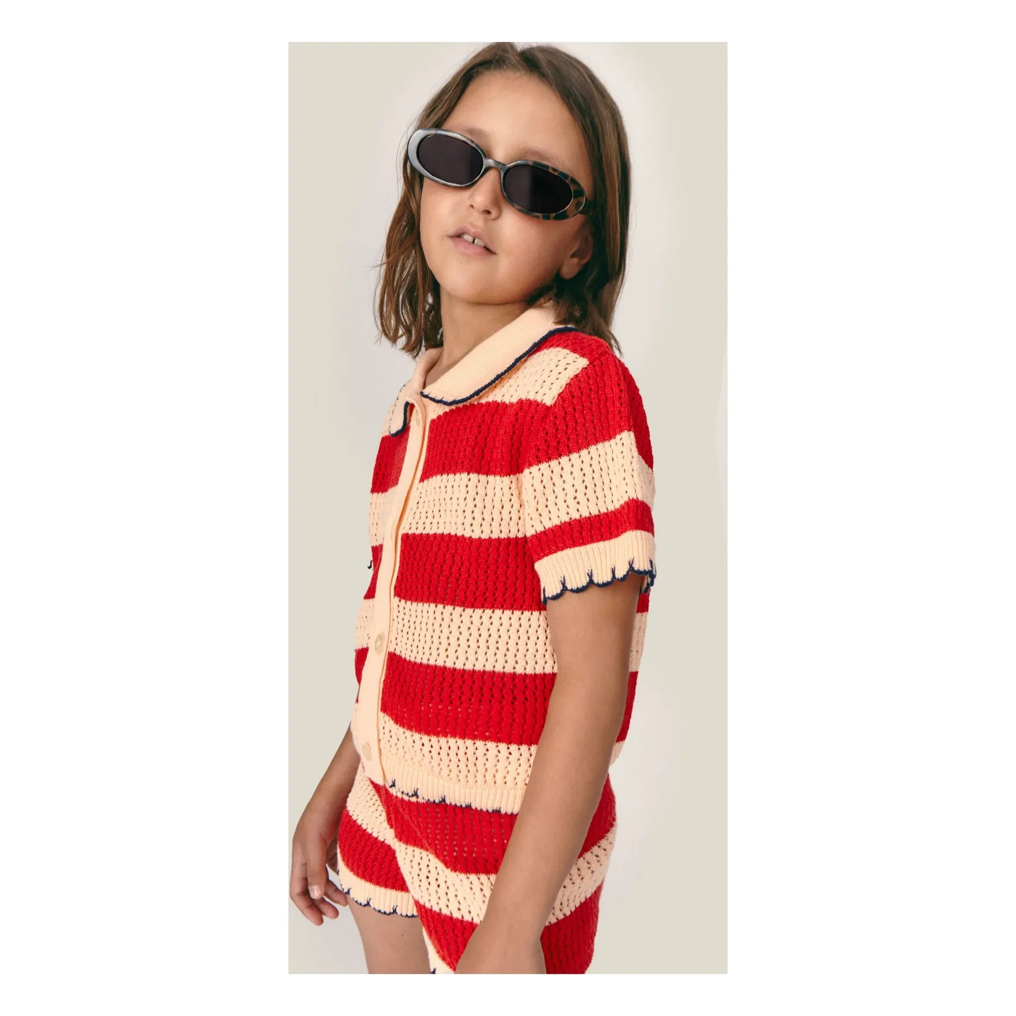 Mipounet - Chaqueta de ganchillo Vita de rayas | Rojo