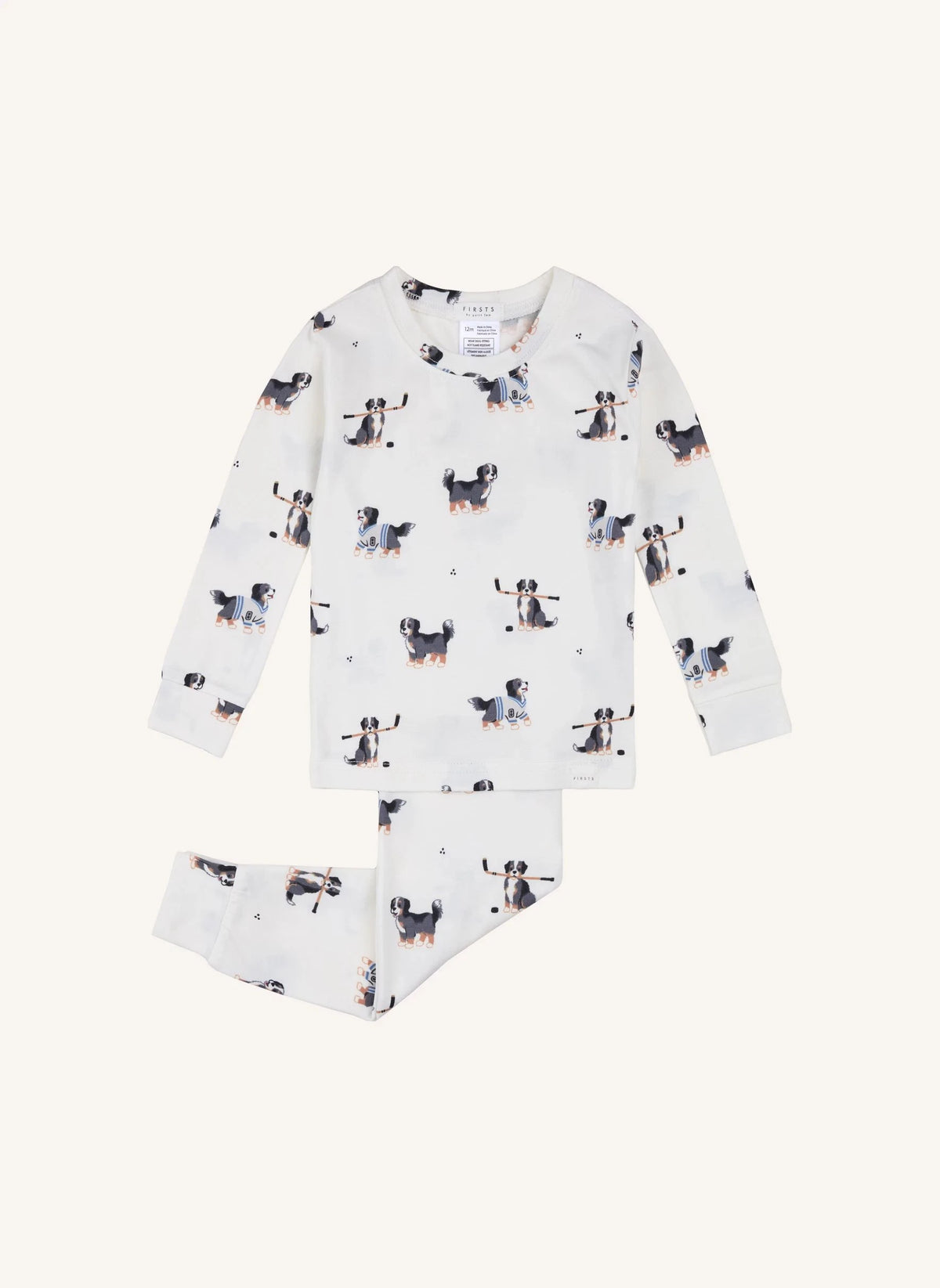 Petit Lem - Pijama de bebé con estampado de perro, de modal y algodón orgánico | Ecru