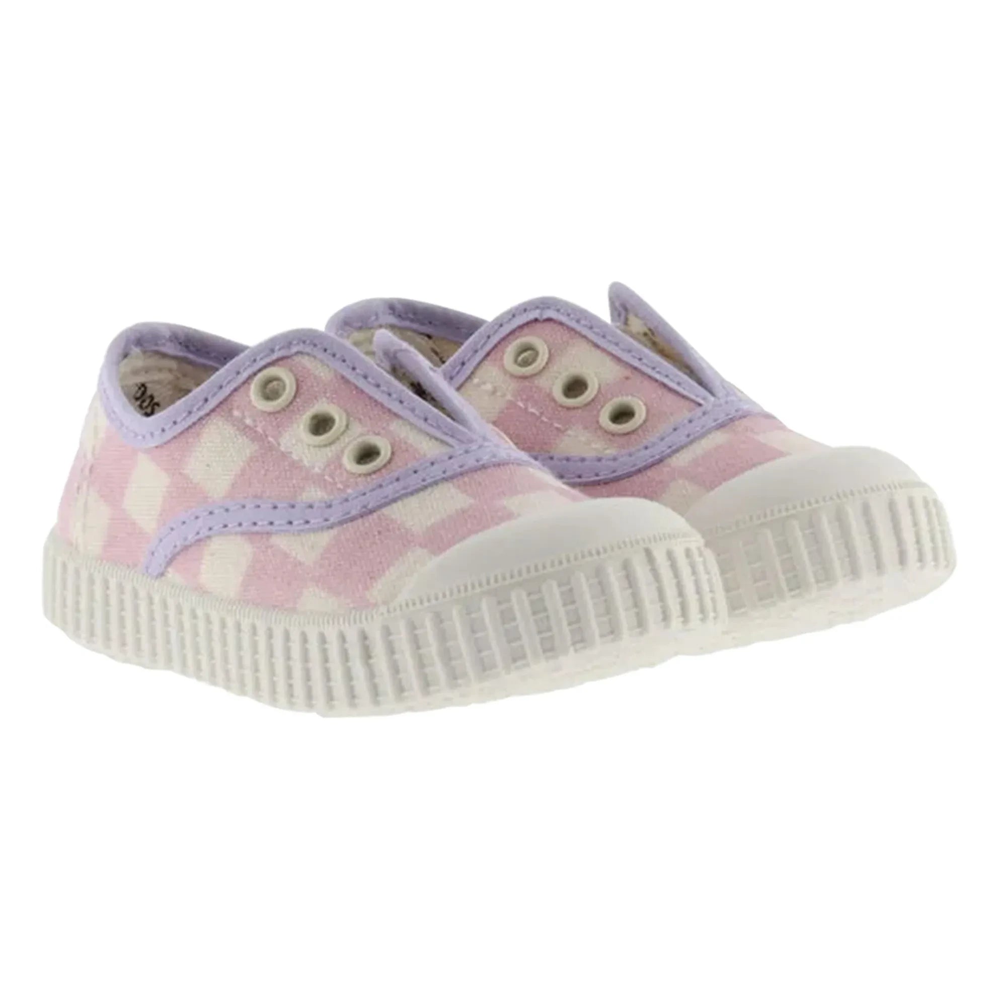 Victoria - Zapatillas de lona a cuadros rayados | Rosa