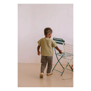 Studio Bohème - Pantalón de gasa de algodón orgánico Vichy Cousin | Negro