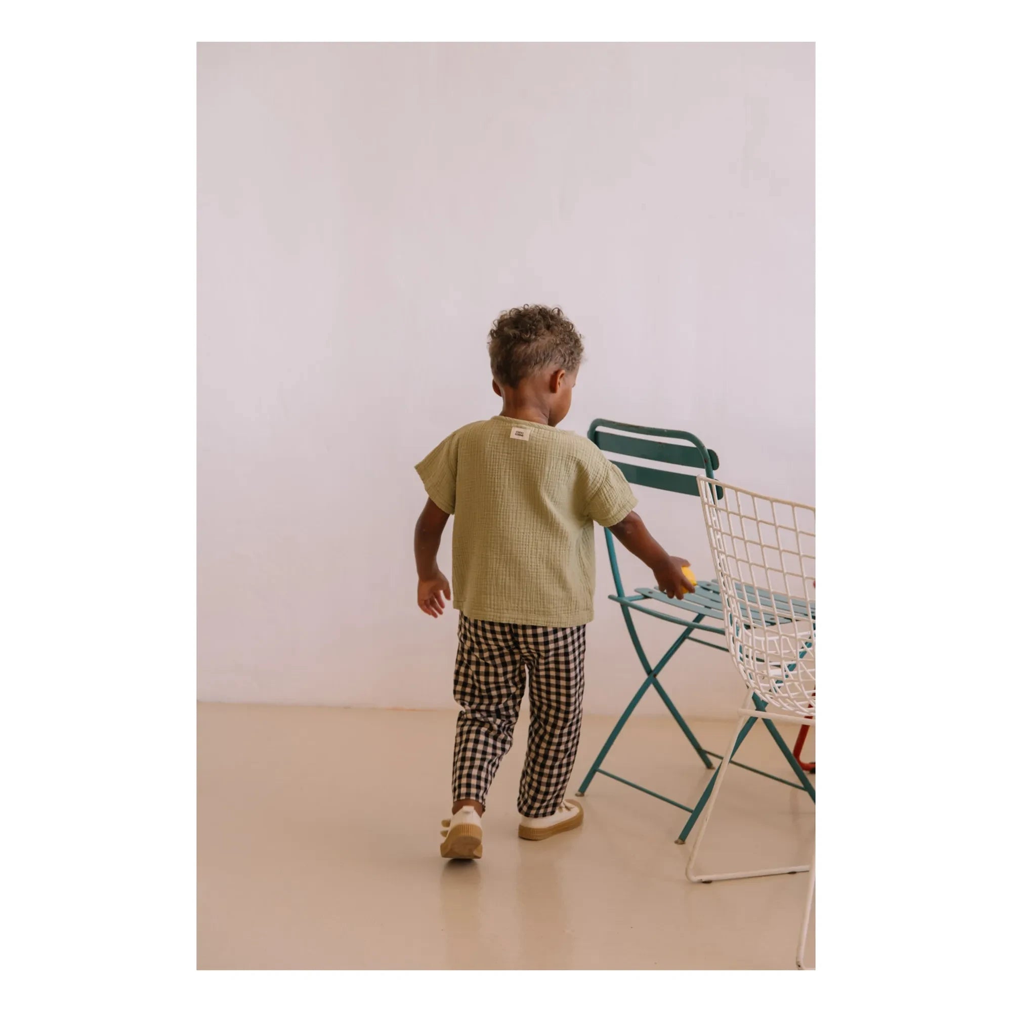 Studio Bohème - Pantalón de gasa de algodón orgánico Vichy Cousin | Negro