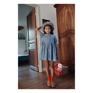 Emile et Ida - Vestido Chambray Smock Azul