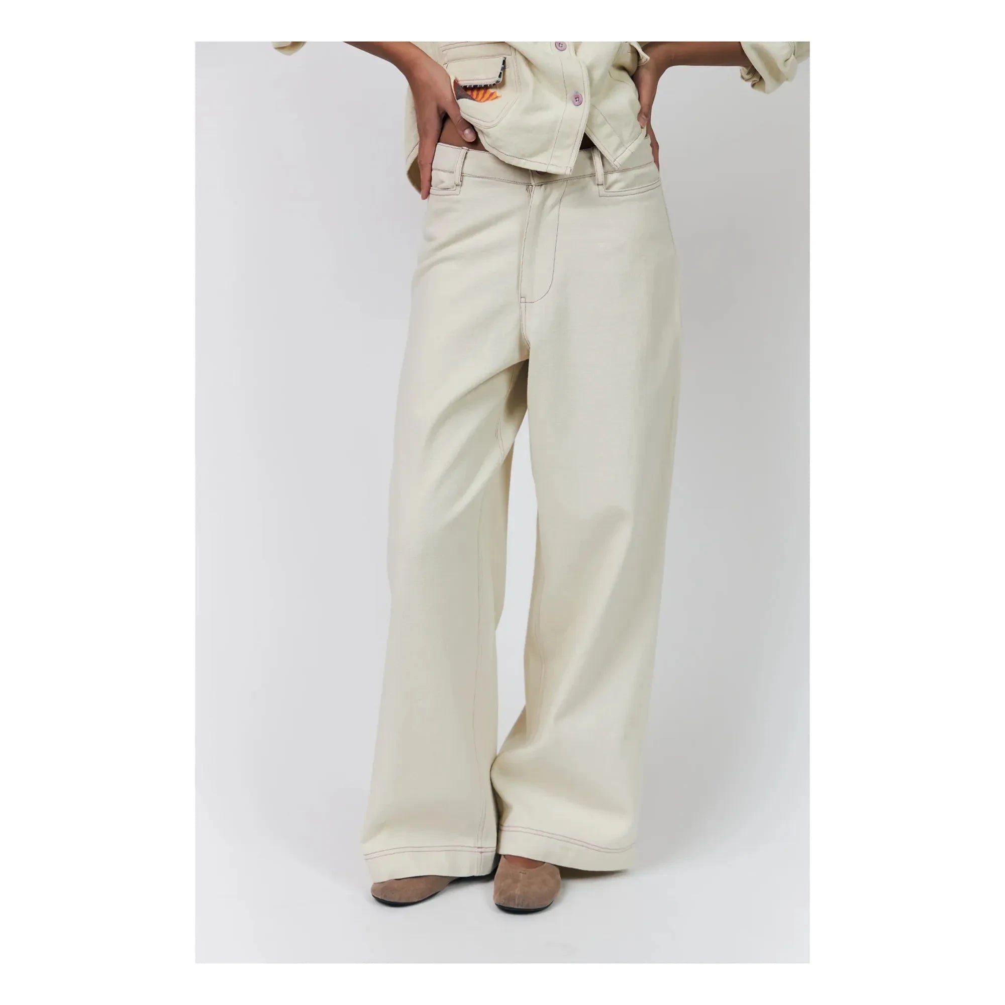 Lollys Laundry - Pantalones de algodón Florida | Crema