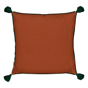 House of Capricorn - Cojín de lino bordado con pompón Viana | Rojo ladrillo