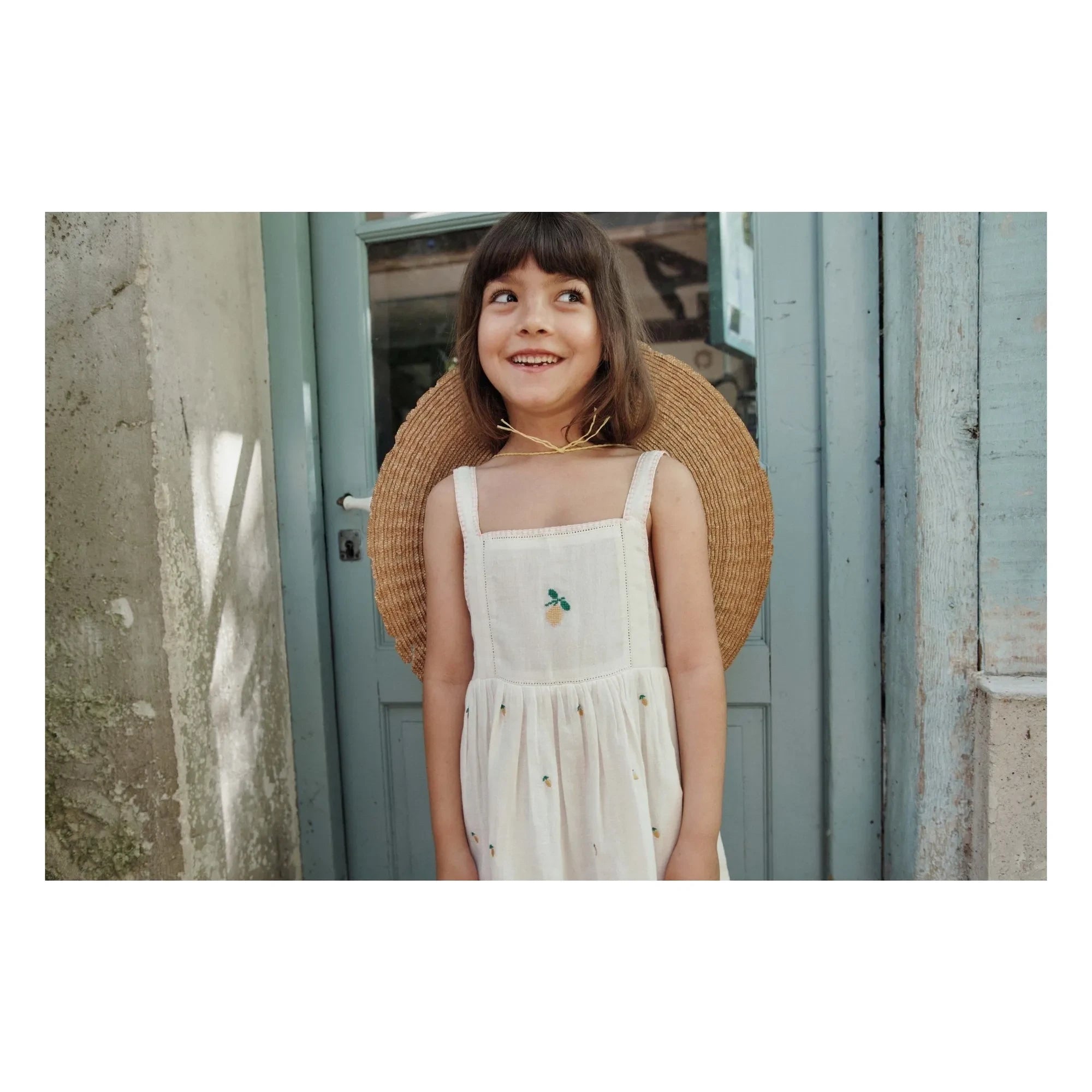Emile et Ida - Vestido con bordado de limón | Crema