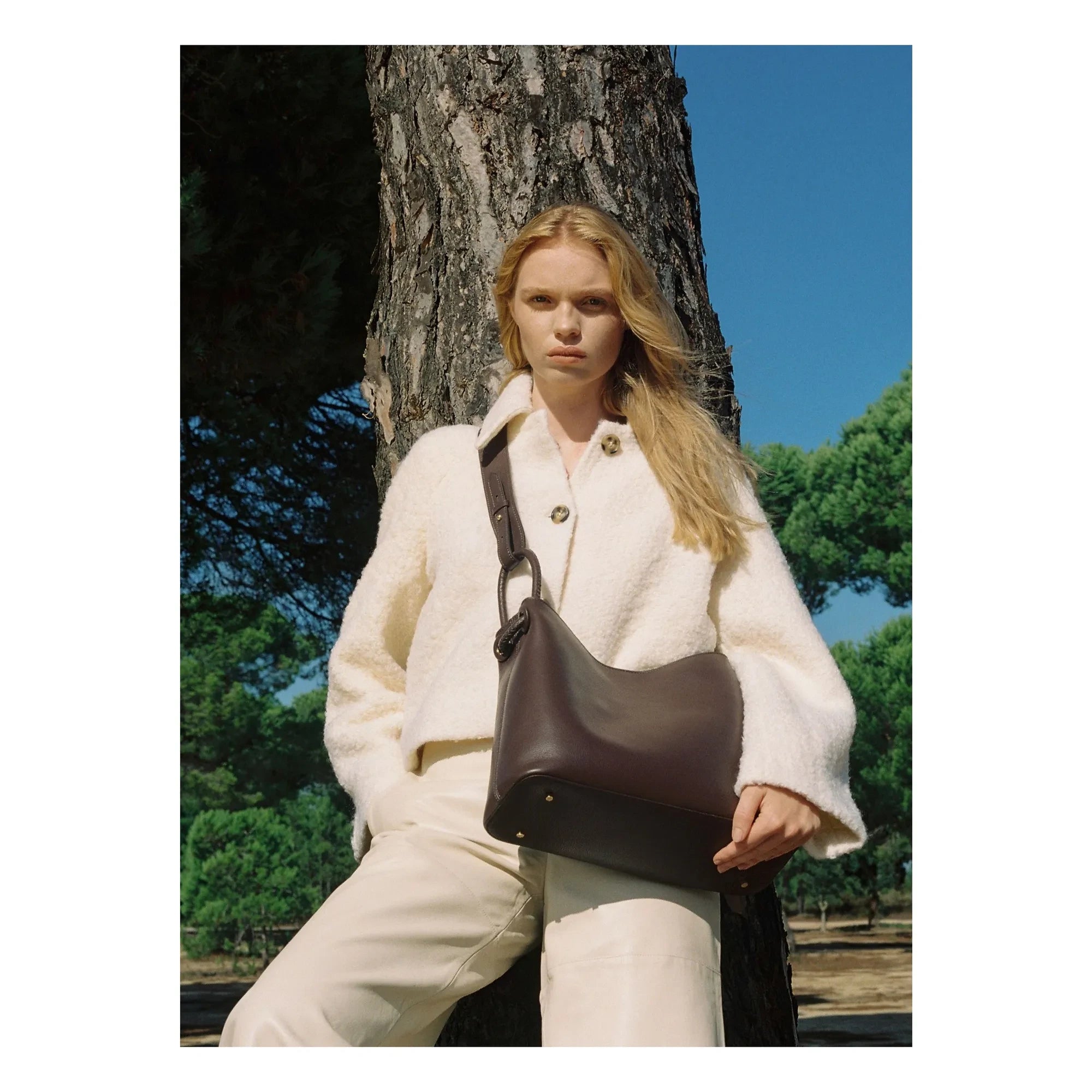 Elleme - Bolso de cuero graneado Vosges | Marrón oscuro