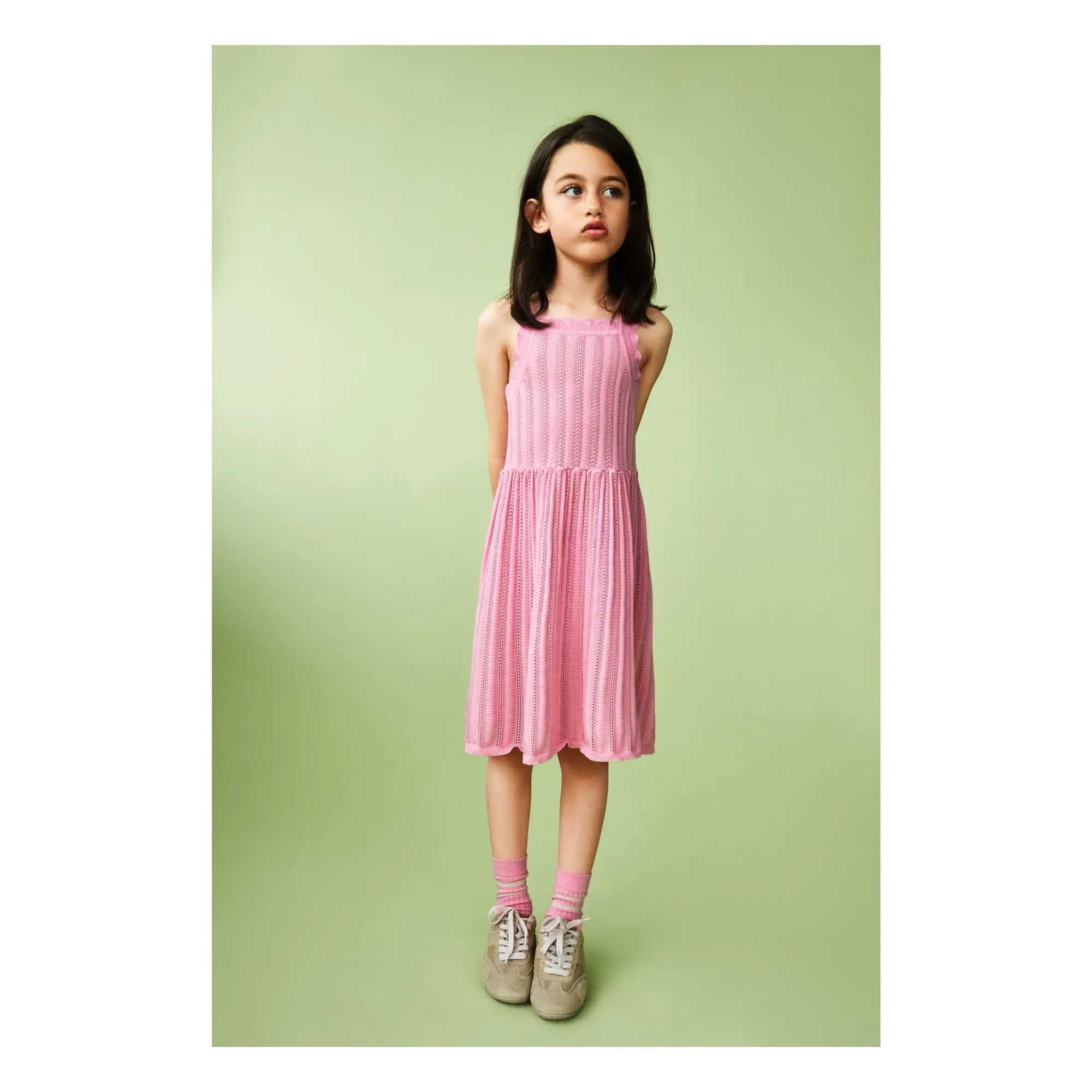 FUB - Vestido de Verano de Punto Fino de Algodón Orgánico | Rosa Caramelo