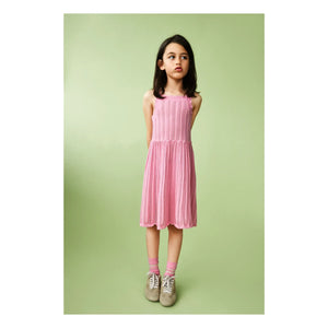 FUB - Vestido de Verano de Punto Fino de Algodón Orgánico | Rosa Caramelo