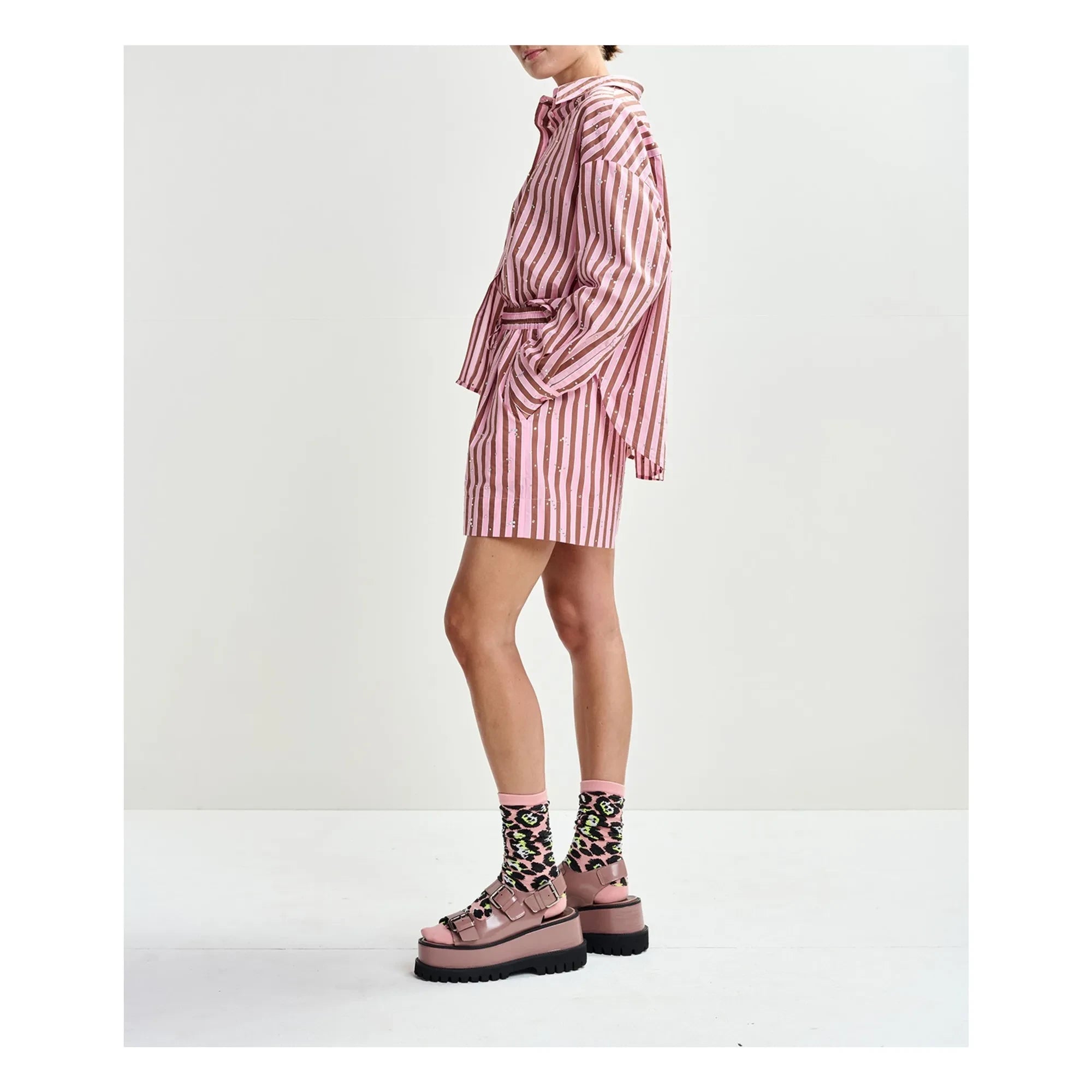 Essentiel Antwerp - Shorts de rayas Jeeuw | Rosa