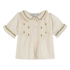 Emile et Ida - Blusa bordada con flores | Crema